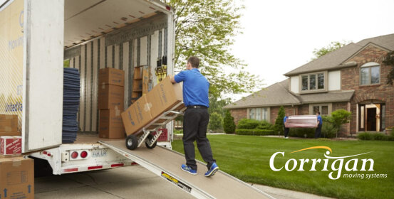 Loading moving boxes to truck