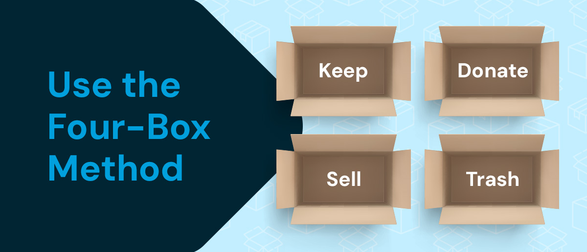 Use the Four-Box Method: Keep, Donate, Sell and Trash